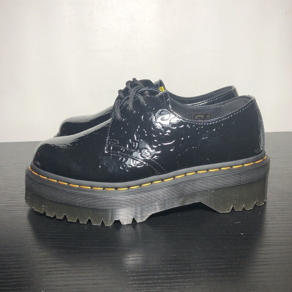 Dr Martens 1461 Quad Womens Size 7 Leopard Emboss Patent Leather Platform Shoes